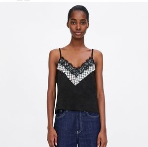 ZARA MIXED LINGERIE STYLE BLACK TOP
